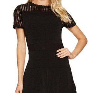 Michael Kors Black Knit Dress with Eyelet Yoke